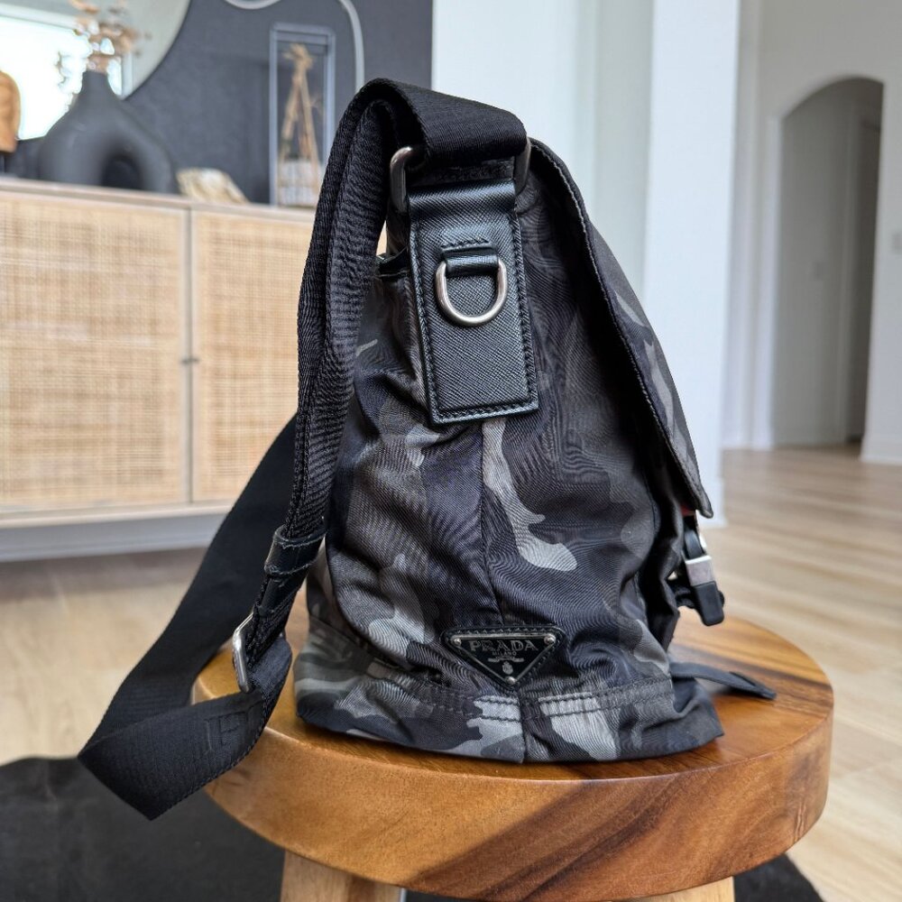 Prada Camouflage Tessuto Double Buckle Messenger Bag - Picture 6 of 12